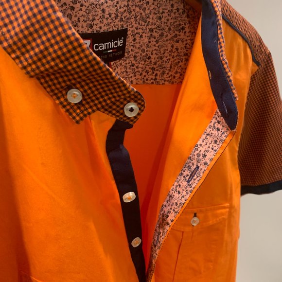 7 Camicie slim fit Orange Short Sleeve Button Down Shirt size XL - Picture 4 of 10